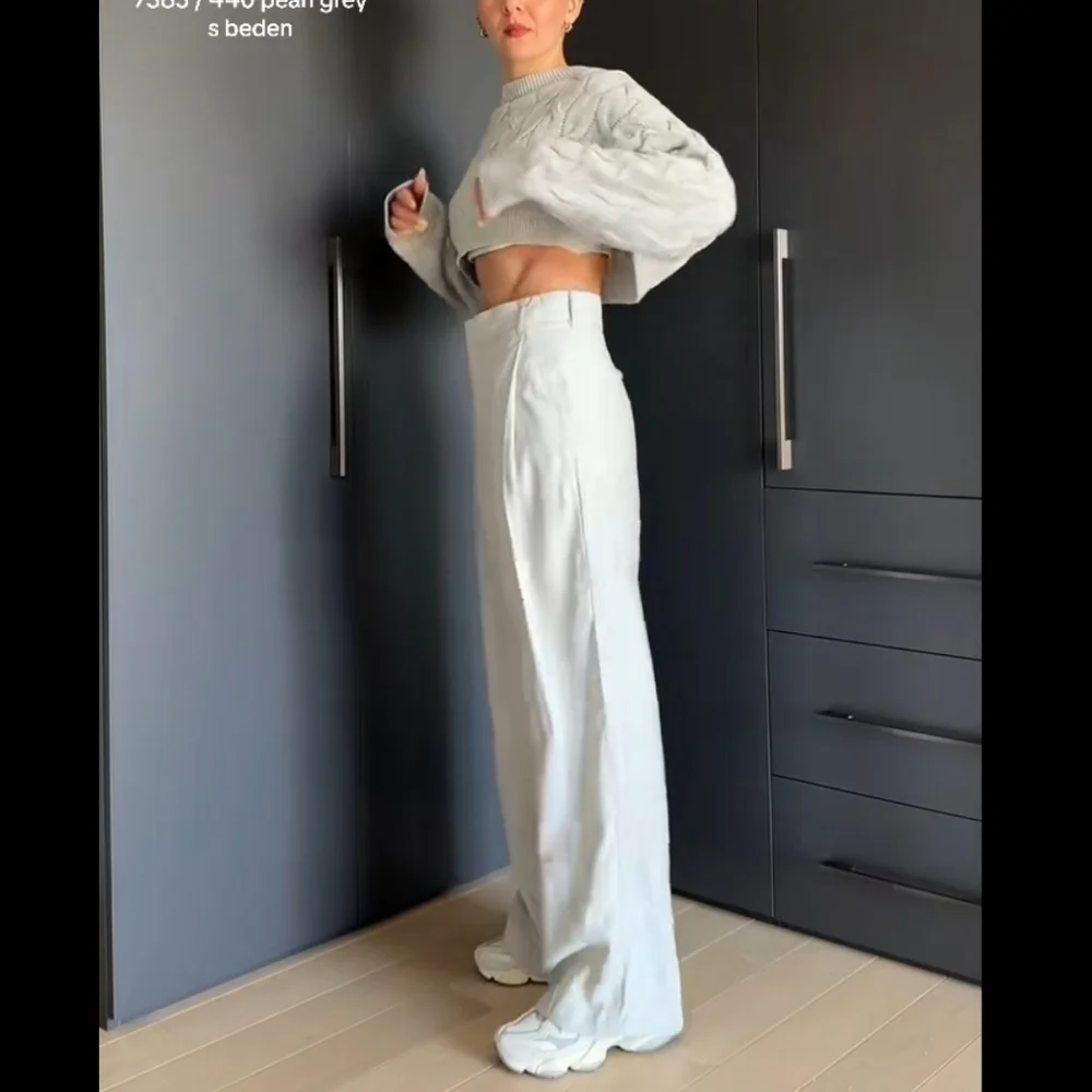 Zara  HighWaist Pants Wide Grey Size S